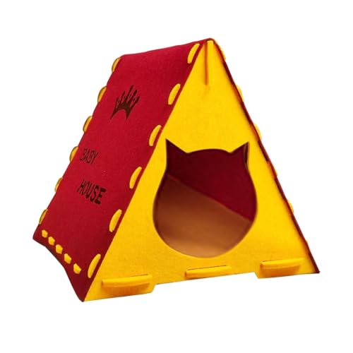 LOVIVER Cat House Scratch Resistance Cat Supplies Innengebrauch (einfach) eingeschlossener Hideaway 16.93inchx15.75inchx15.75inch, Rot von LOVIVER