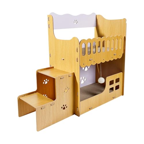 LOVIVER Cat Villa Cat House Dekoration Doppelte Schicht verhindert Möbelschaden Stall aus Versteck Katzener Kratzer Mahlen Klaue von LOVIVER