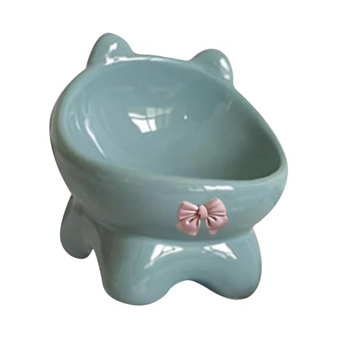 LOVIVER Geneigte hochgezogene Katzenschüssel Haustier Feeding Bowl Minimalist Anti Erbrechen Halsschutz Porzellan Lebensmittelspender für Kätzchen Kätzchen, Blau von LOVIVER