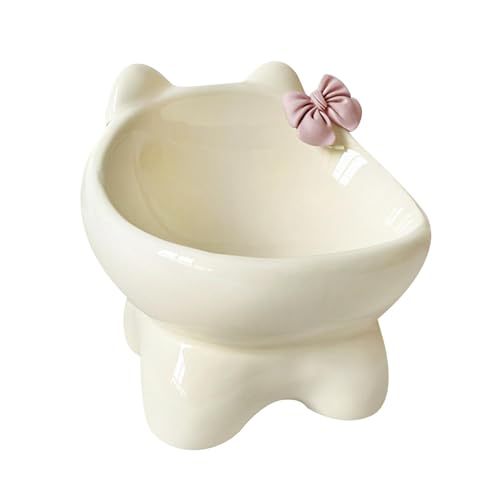 LOVIVER Geneigte hochgezogene Katzenschüssel Haustier Feeding Bowl Minimalist Anti Erbrechen Halsschutz Porzellan Lebensmittelspender für Kätzchen Kätzchen, Gelb von LOVIVER
