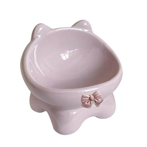 LOVIVER Geneigte hochgezogene Katzenschüssel Haustier Feeding Bowl Minimalist Anti Erbrechen Halsschutz Porzellan Lebensmittelspender für Kätzchen Kätzchen, Violett von LOVIVER