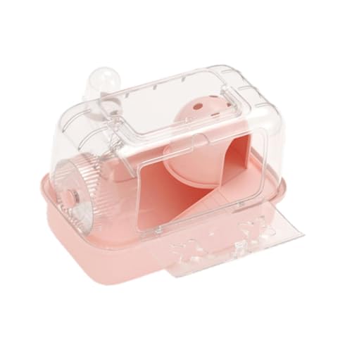 LOVIVER Hamster -Käfig -Lebensraum, transparent mit Griff, Übungshaus für, Meerschweinchen, Mäuse, kleine Tiere, Zuckergleiter, Rosa von LOVIVER