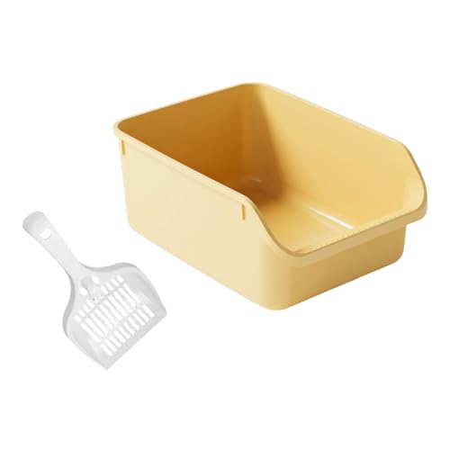 LOVIVER Haustier Katze Toilette Sand Box Kätzchen Toilette Katzenstreu Behälter Tragbare Haustier Liefert Open Top Pet Antihaft Katzentoilette, Gelb von LOVIVER