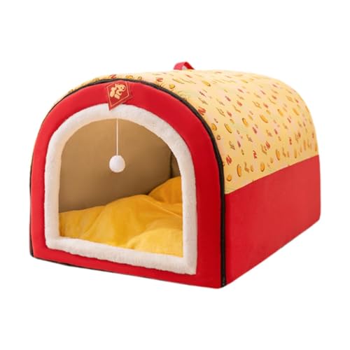 LOVIVER Haustier-Katzen-Hundehütte, weiches Zwingerbett mit Kissen, Neujahrs-Hundehütte, Katzennest, Welpenhöhle für kleine und mittelgroße Hunde, Boden, Rot LOVIVER Haustier-Katzen-Hundehütte, weiches Zwingerbett mit Kissen, Neujahrs-Hundehütte, Katzennest, Welpenhöhle für kleine und mittelgroße Hunde, Boden, Rot von LOVIVER