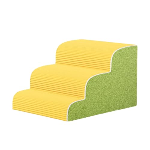 LOVIVER Haustier Ramp Stufen Hundetreppe extra breite Hundeheize Treppe Bequeme Hochbett Anti -Slip -Hang für Welpen Kurzbeinhunde, Gelb Grün von LOVIVER