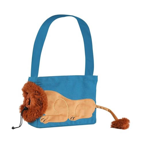 LOVIVER Haustier-Tragetasche, tragbare Umhängetasche, praktische Handtasche, langlebig, leicht, Canvas-Umhängetasche, Reisetasche für Katzen, Welpen, blau S von LOVIVER