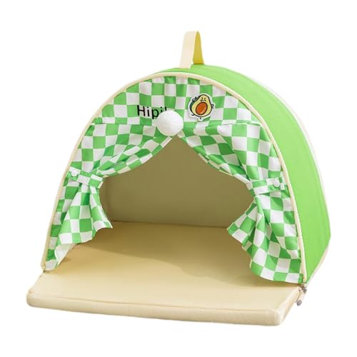 LOVIVER Haustierzelt Katzenbett Frühling Sommer tragbares Nest süße atmungsaktive Innen- und Außen -Nutzung Hundehaus für Katzen und kleine Hunde, GrÜn, 42cmx42cmx32cm von LOVIVER