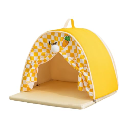 LOVIVER Haustierzelt Katzenbett Frühling Sommer tragbares Nest süße atmungsaktive Innen- und Außen -Nutzung Hundehaus für Katzen und kleine Hunde, Orange, 50cmx50cmx40cm von LOVIVER
