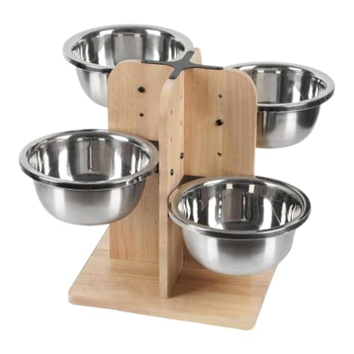 LOVIVER Hochgezogene Haustierhundschalen, Haustiernahrung Feeder, Holzständer, Futter und Wasserschale robuste tragbare Fütterungsschalen Hundefutterschale von LOVIVER