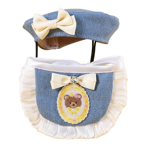 LOVIVER Hundekatze Cowboy Kostüm Set Haustier Kleidung Süßes gestickeltes Accessoires Hut Schal Set Cowboyhut mit Schal für kleine Hundekatze, Style B von LOVIVER