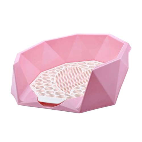 LOVIVER Hundetoilette, Töpfchentrainer, Ecke für drinnen und draußen, einzigartige Rautenstruktur für kleine und mittelgroße Hunde, großes Toilettenbecken, ROSA von LOVIVER
