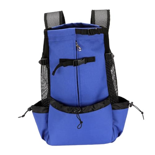 LOVIVER Hundetrage-Rucksack, Welpen-Tragetasche, mit 2 Seitentaschen, atmungsaktive, belüftete Netz-Reisetasche, Haustier-Rucksack für Reisen, blau M von LOVIVER