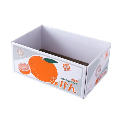 LOVIVER Karton-Kratzbox für Katzen, kompaktes Katzenkratzpad, langlebiges Nest für Kätzchen, Schleifen von Krallen, Katzenminzen-Kastenbett aus Wellpappe, Orange von LOVIVER