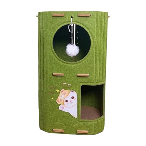 LOVIVER Katzenhaus Haustierbett, Gemütlicher Filz, Umschlossen, Kratzfest, Kätzchen Kratzbaum, Katzenkletterbaum für Mehrere Katzen, Zum Spielen Und Ausruhen, Grün, 2 Ebenen LOVIVER Katzenhaus Haustierbett, Gemütlicher Filz, Umschlossen, Kratzfest, Kätzchen Kratzbaum, Katzenkletterbaum für Mehrere Katzen, Zum Spielen Und Ausruhen, Grün, 2 Ebenen von LOVIVER