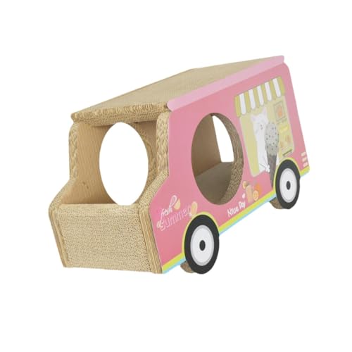 LOVIVER Katzenkratzbaum Wellpappe Versteck Katzenmöbel Spielzeug Möbelschutz Interaktives Spielzeug Katzen-Etagenbett Aktivitätsspielzeug, ROSA von LOVIVER