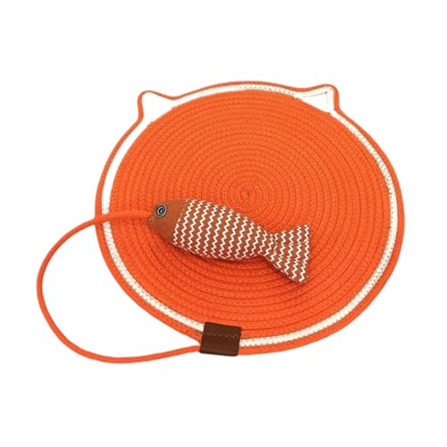 LOVIVER Katzenkratzmatte, Katzenboden-Kratzpad mit fischigem Ball, Katzenkratzpad horizontal für Teppichboden, Couch, Haustierbedarf, Orange, l von LOVIVER