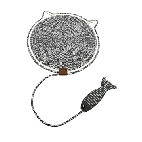 LOVIVER Katzenkratzmatte, Katzenboden-Kratzpad mit fischigem Ball, Katzenkratzpad horizontal für Teppichboden, Couch, Haustierbedarf, Schwarz, m von LOVIVER