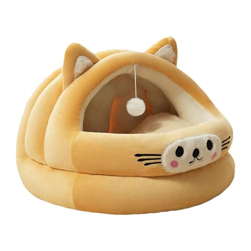 LOVIVER Katzennest mit Cartoon-Motiv, süßes Katzenbett, universell einsetzbar, mit Spielball, weiches, warmes Katzenhaus, Haustierhaus für Kätzchen, Yellow M LOVIVER Katzennest mit Cartoon-Motiv, süßes Katzenbett, universell einsetzbar, mit Spielball, weiches, warmes Katzenhaus, Haustierhaus für Kätzchen, Yellow M von LOVIVER