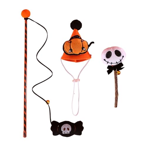 LOVIVER Katzenspielzeug-Set mit Totenkopf-Motiv, Kauspielzeug für Katzen, Halloween-Dekoration, Geschenk für Katzen, Katzenspielzeug, Übung für Hauskatzen, Kürbis LOVIVER Katzenspielzeug-Set mit Totenkopf-Motiv, Kauspielzeug für Katzen, Halloween-Dekoration, Geschenk für Katzen, Katzenspielzeug, Übung für Hauskatzen, Kürbis von LOVIVER