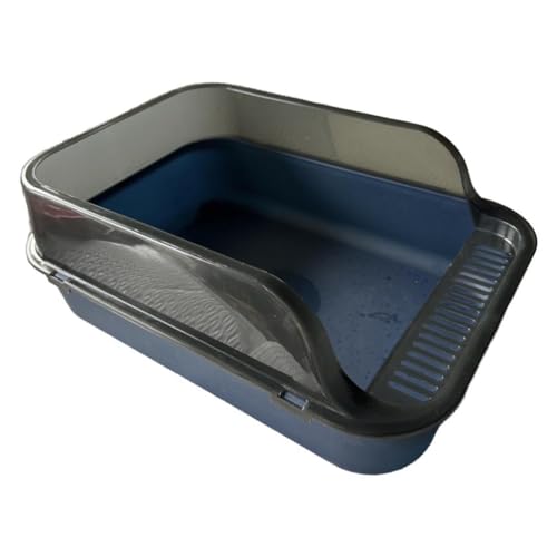 LOVIVER Katzentoilette, Haustiertoilette, halbgeschlossene Katzentoilette, spritzwassergeschützt, Sandkasten für Katzen, Katzentoilette, Blau von LOVIVER