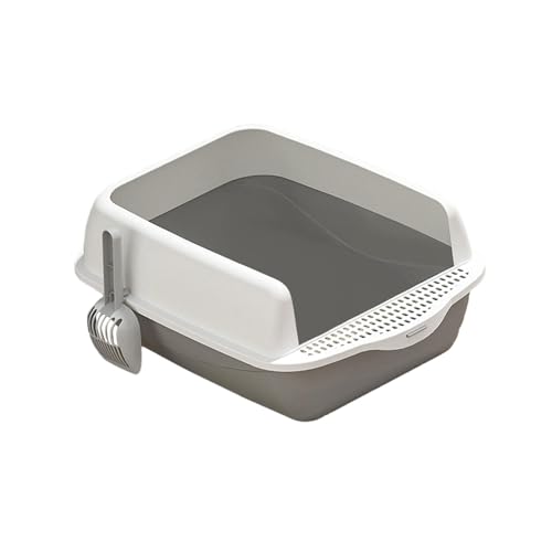 LOVIVER Katzentoilette, Katzentoilette mit hohem Rand, robuste, schmutzabweisende, hohe Katzentoilette, Katzentoilette, GRAU LOVIVER Katzentoilette, Katzentoilette mit hohem Rand, robuste, schmutzabweisende, hohe Katzentoilette, Katzentoilette, GRAU von LOVIVER
