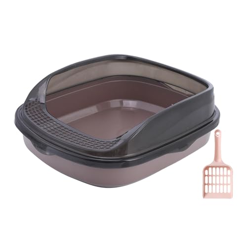 LOVIVER Katzentoilette, Oben offen, Haustiertoilette, Töpfchen, Toilette, Bettpfanne, Katzensandkasten, Kätzchentoilette für mittelgroße und große Katzen, braun groß LOVIVER Katzentoilette, Oben offen, Haustiertoilette, Töpfchen, Toilette, Bettpfanne, Katzensandkasten, Kätzchentoilette für mittelgroße und große Katzen, braun groß von LOVIVER