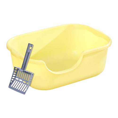 LOVIVER Katzentoilette, Oben offen, Katzentoilette mit hohen Seiten, halbgeschlossene, spritzwassergeschützte Katzentoilette, Sandkasten, Katzentoilette, Gelb LOVIVER Katzentoilette, Oben offen, Katzentoilette mit hohen Seiten, halbgeschlossene, spritzwassergeschützte Katzentoilette, Sandkasten, Katzentoilette, Gelb von LOVIVER