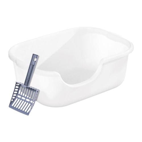 LOVIVER Katzentoilette, Oben offen, Katzentoilette mit hohen Seiten, halbgeschlossene, spritzwassergeschützte Katzentoilette, Sandkasten, Katzentoilette, Weiß LOVIVER Katzentoilette, Oben offen, Katzentoilette mit hohen Seiten, halbgeschlossene, spritzwassergeschützte Katzentoilette, Sandkasten, Katzentoilette, Weiß von LOVIVER