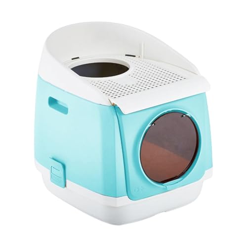 LOVIVER Katzentoilette mit Fronteinstieg und Ausgang von Oben, geruchlose Katzentoilette mit Haube, Katzentoilette, Blau Grün LOVIVER Katzentoilette mit Fronteinstieg und Ausgang von Oben, geruchlose Katzentoilette mit Haube, Katzentoilette, Blau Grün von LOVIVER