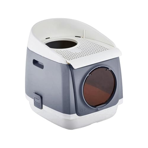 LOVIVER Katzentoilette mit Fronteinstieg und Ausgang von Oben, geruchlose Katzentoilette mit Haube, Katzentoilette, Grau LOVIVER Katzentoilette mit Fronteinstieg und Ausgang von Oben, geruchlose Katzentoilette mit Haube, Katzentoilette, Grau von LOVIVER