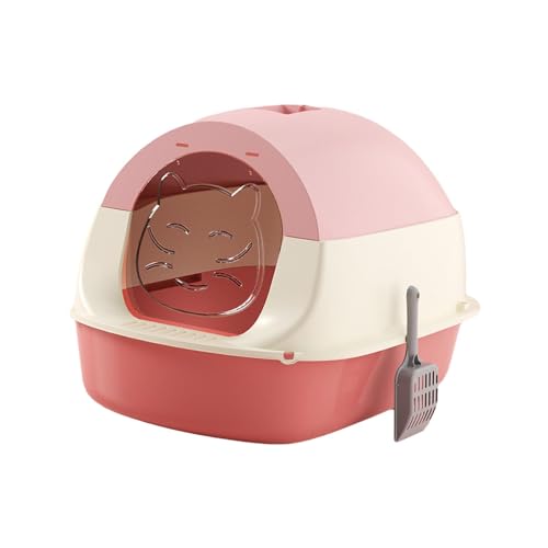 LOVIVER Katzentoilette mit Kapuze, geschlossene Katzentoilette, wiederverwendbar, abnehmbar, spritzwassergeschützt, Heimtierbedarf mit Schaufel, geschlossene, ROSA von LOVIVER