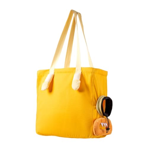 LOVIVER Katzentragetasche, weiche Haustier-Umhängetasche mit verstellbarem Kopfloch, Canvas-Haustiertragetasche, Handtasche für kleine Hunde und Katzen, Gelb, l von LOVIVER