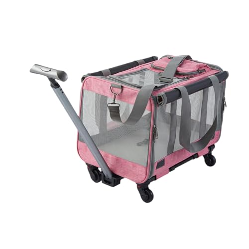 LOVIVER Katzentragetasche mit Rädern, Rollbare Katzen-/Hundetragetasche, Reisetragetasche für Haustiere auf Rädern, Reisetasche für Kleintiere, Hunde, Welpen, ROSA LOVIVER Katzentragetasche mit Rädern, Rollbare Katzen-/Hundetragetasche, Reisetragetasche für Haustiere auf Rädern, Reisetasche für Kleintiere, Hunde, Welpen, ROSA von LOVIVER
