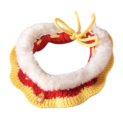 LOVIVER Neujahrs-Katzenhalsband, Kätzchen-Halskette, Schal, handgefertigtes Kostümzubehör, verstellbares gestricktes Neujahrs-Katzenhalsband für Kätzchen, Stil b von LOVIVER