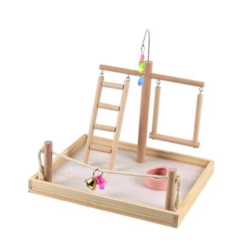 LOVIVER Papageien-Vogelspielplatz, Papageien-Spielständer, Übungsspielzeug, Glockenseil, Vogel-Fitnessstudio, Holzsitzstange für Wellensittiche, Conures, LOVIVER Papageien-Vogelspielplatz, Papageien-Spielständer, Übungsspielzeug, Glockenseil, Vogel-Fitnessstudio, Holzsitzstange für Wellensittiche, Conures, von LOVIVER