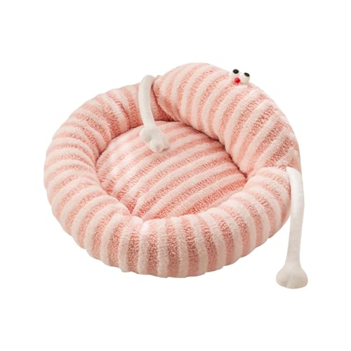 LOVIVER Plüschkissen für kleine Hunde, rutschfeste Unterseite, 50 cm großes Katzenbett für Hauskatzen, weiches Haustier-Nistbett für Kätzchenbedarf, Rosa von LOVIVER