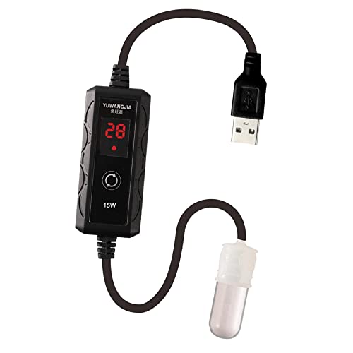 LOVIVER USB-Heizung für kleine Aquarien, Heizwerkzeug für weniger als 1 Gallonen Glastank, LED-Display-Tauch-Aquarium-Heizung für gehörnte Frösche, 15w von LOVIVER
