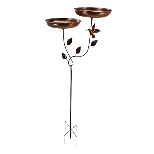 LOVIVER Vogelbad aus Metall, Wasserschale, wetterbeständig, 96,5 cm, Retro-Vogelbad, Vogelfutterspender für Garten, Rasen, Hinterhof, Außendekoration von LOVIVER