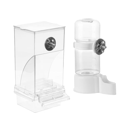 LOVIVER Vogelfutterspender-Set mit Wasserspender, Vogelfutternapf, Sichtschutz, transparent, tragbar, Papageienfutterspender, Futterbehälter für von LOVIVER
