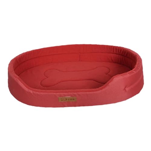 LOVIVER Welpenbett, ovale Hundebettmatte, waschbares Haustierbett, rechteckiges, atmungsaktives Katzensofa, Hundebett für draußen und drinnen, Rot XL von LOVIVER