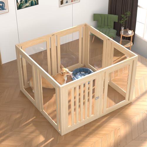 Hunde-Laufstall für den Innenbereich und zum Spielen, robuster 8 Paneele, Hundegehege für Welpen, kleine und mittelgroße Hunde, BAUGGV von LOVIVO