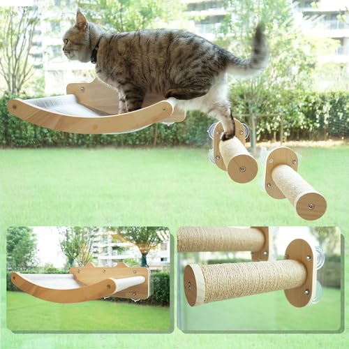 LOVMIOAW Katzen-Fensterstange mit 2 Sisal-Fensterregalen – zum Sonnenbaden, Nickerchen und Überblick LOVMIOAW Katzen-Fensterstange mit 2 Sisal-Fensterregalen – zum Sonnenbaden, Nickerchen und Überblick von LOVMIOAW