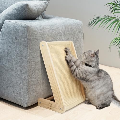 LOVMIOAW Katzenkratzer, Sisal-Kratzrampe, L-förmiger Katzenkratzer für Indoor-Katzen, langlebiger Natursisal-Kratz-Möbelschutz (kostenlose Katzenminze) von LOVMIOAW