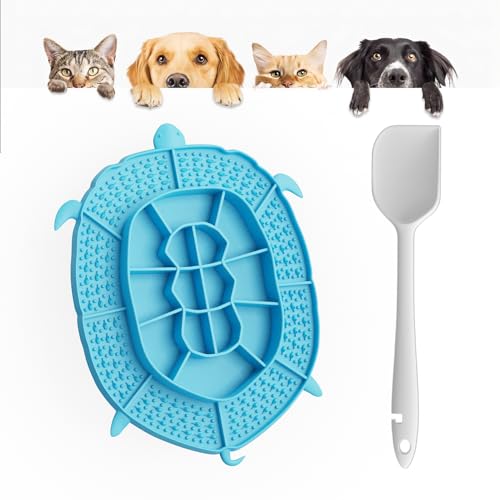 Slow Feeder Leckmatte für Hunde & Katzen - Silikon Hund Leckmatte mit Saugnäpfen - Interaktiv/Erhöhen Sie die Mahlzeit/Gefroren & Spülmaschinenfest - Leckpad für Hund Katze Haustier LPFLASAT (Blau) von LPFLASAT