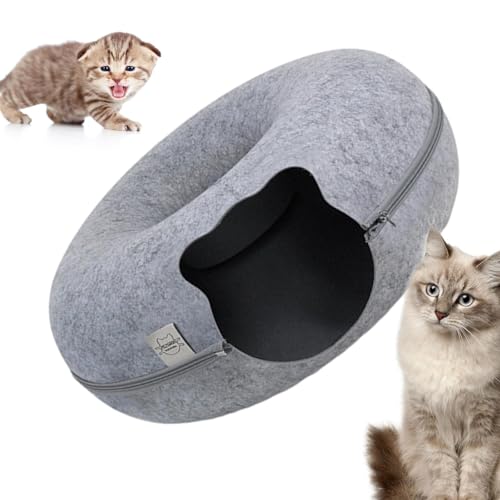 Donut-Katzenhöhle, Katzen-Donut-Tunnel | Universelles Filz-Katzentunnel-Katzenbett | Waschbare Große Katzenbetthöhle | Katzenkreistunnel, Abnehmbares Katzenversteck Für Drinnen Und Draußen Donut-Katzenhöhle, Katzen-Donut-Tunnel | Universelles Filz-Katzentunnel-Katzenbett | Waschbare Große Katzenbetthöhle | Katzenkreistunnel, Abnehmbares Katzenversteck Für Drinnen Und Draußen von LPORF