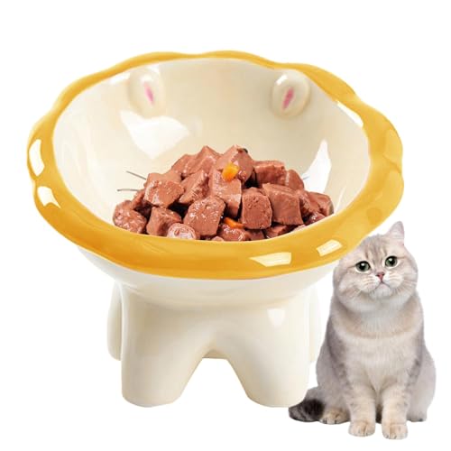 Gekippte Futternäpfe für Katzen,Keramik-Katzennapf erhöht - Schräge Katzenschale | Schräge Katzenschale im Löwen-Design aus Keramik, ergonomisch, geräuscharm, rutschfest, schmutzfrei, Rückflussverhind Gekippte Futternäpfe für Katzen,Keramik-Katzennapf erhöht - Schräge Katzenschale | Schräge Katzenschale im Löwen-Design aus Keramik, ergonomisch, geräuscharm, rutschfest, schmutzfrei, Rückflussverhind von LPORF