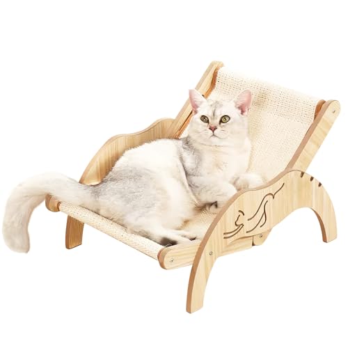 LPOTIUS Katzenbett, Erhöhtes Katzenbett Sofa aus Holz modischer Katzenstuhl mit abnehmbarem Matratzenbezug Belastbar mit 10 kg (35x48cm) geeignet für Katzen, Hunde, Kaninchen, Kätzchen und Kleintiere von LPOTIUS