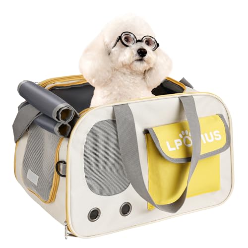 LPOTIUS Transporttasche für Katze Hund, Hundetransportbox Faltbare bis 8KG, Katzentransportbox Tragbar, Katzentasche Hunde-Tragetasche für mittelgroße Hunde Katze Haustier(Gelb) von LPOTIUS