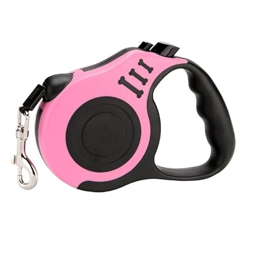 3 m 5 m Hundeleine, Starkes Nylon, automatisch einziehbar, langlebige Nylonleine for Welpen, for Outdoor-Reisen, Spaziergänge, Wandern, Zugseil breites hundehalsband(Pink Style 1,3m) von LPTBNKC