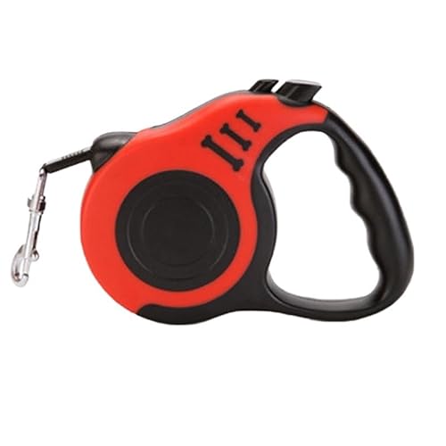 3 m 5 m Hundeleine, Starkes Nylon, automatisch einziehbar, langlebige Nylonleine for Welpen, for Outdoor-Reisen, Spaziergänge, Wandern, Zugseil breites hundehalsband(Red Style 1,5m) von LPTBNKC